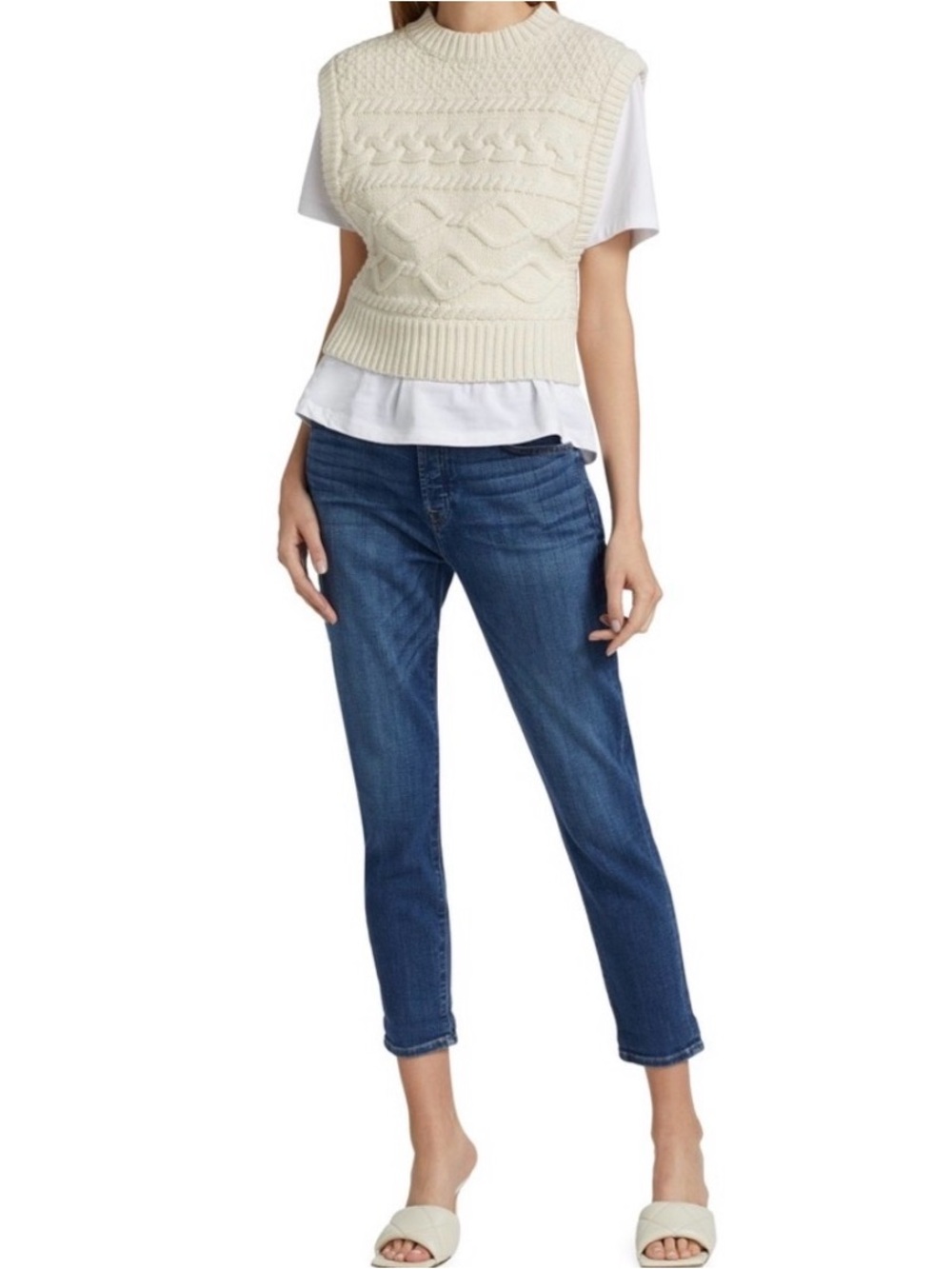 7FAM Josefina Skinny Boyfriend Crop Jeans, size 24